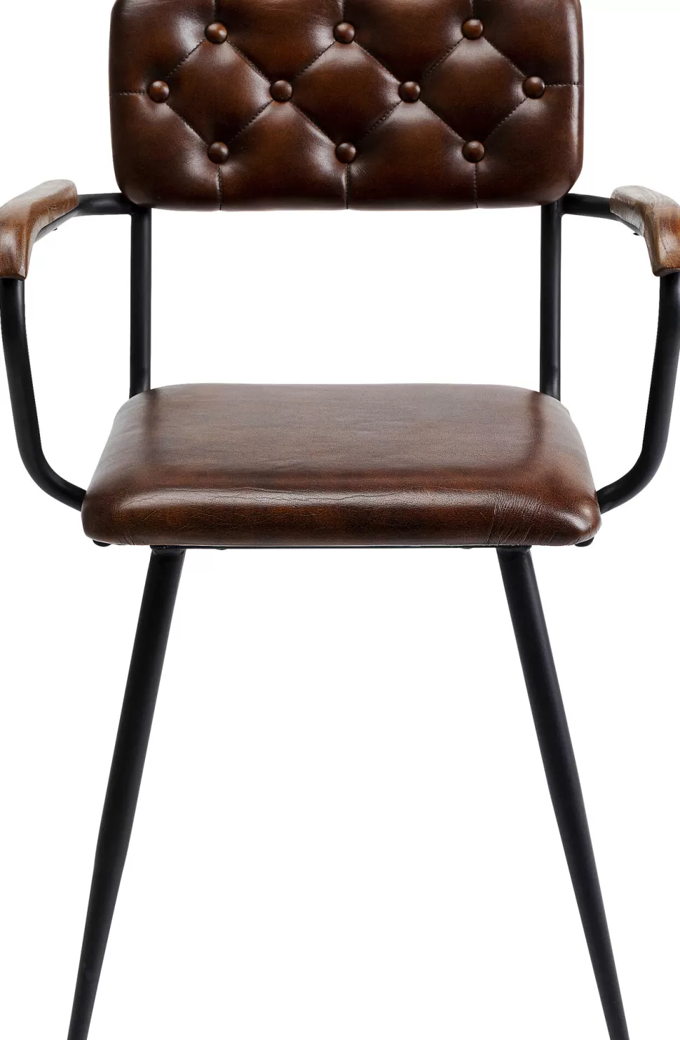 Krzesła-KARE Design Krzesło Skórzane Brązowe Z Podłokietnikami 53x79 Cm Nogi Czarne