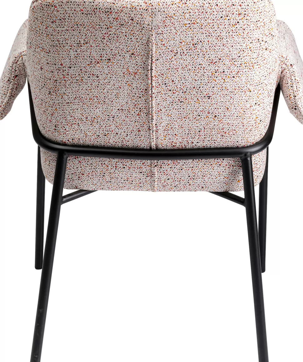 Krzesła-KARE Design Krzesło Z Podłokietnikami Beżowe Z Czarnymi Nogami Ze Stali 70x85 Cm