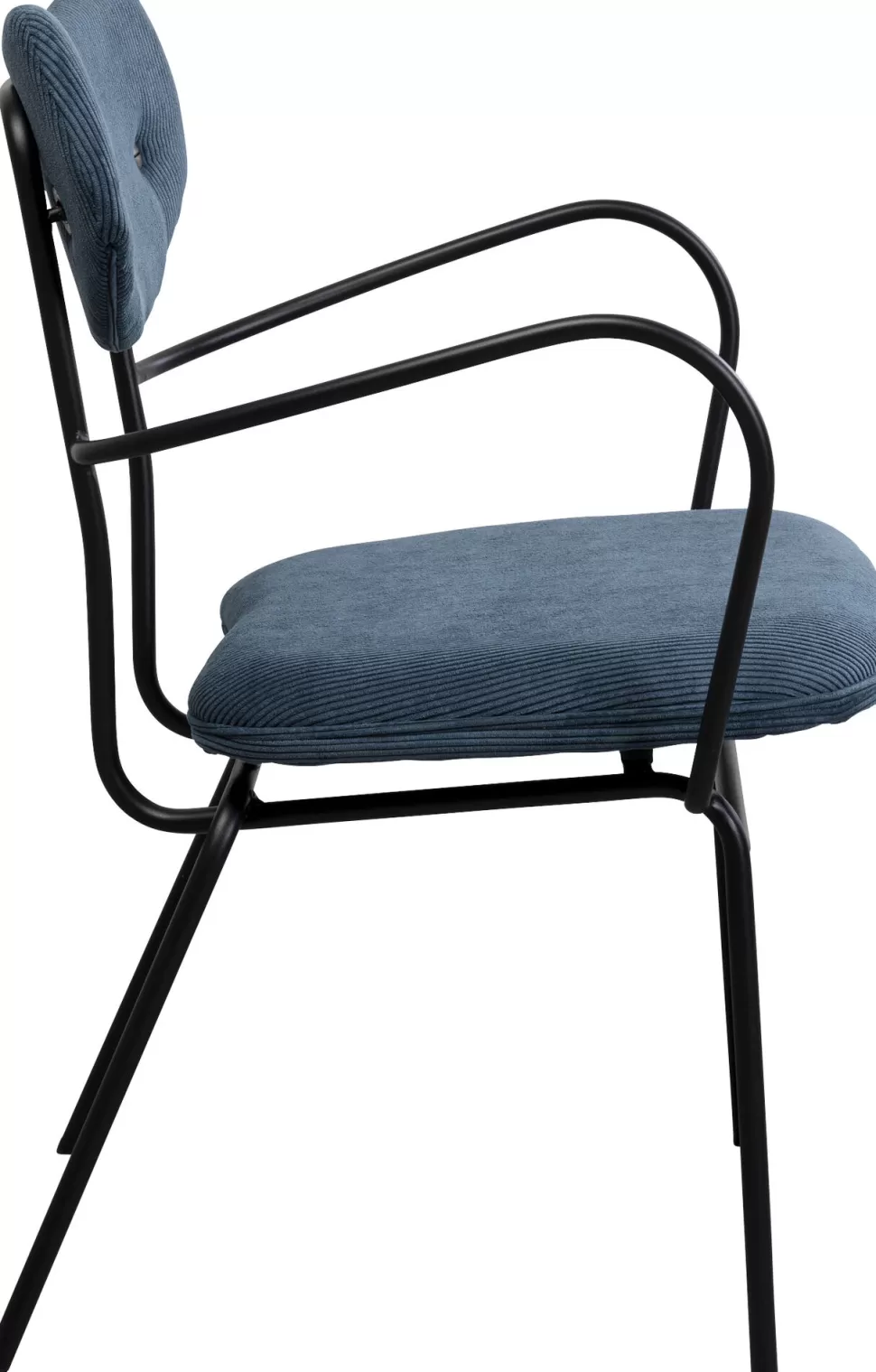 Krzesła-KARE Design Krzesło Z Podłokietnikami Niebieskie Z Czarną Stalową Ramą 59x82 Cm