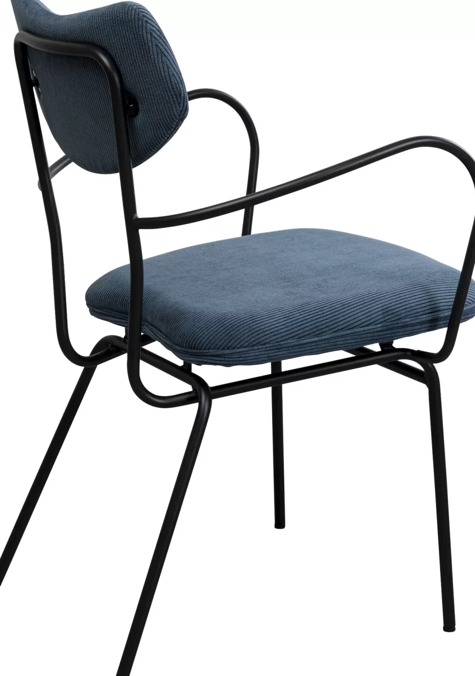 Krzesła-KARE Design Krzesło Z Podłokietnikami Niebieskie Z Czarną Stalową Ramą 59x82 Cm