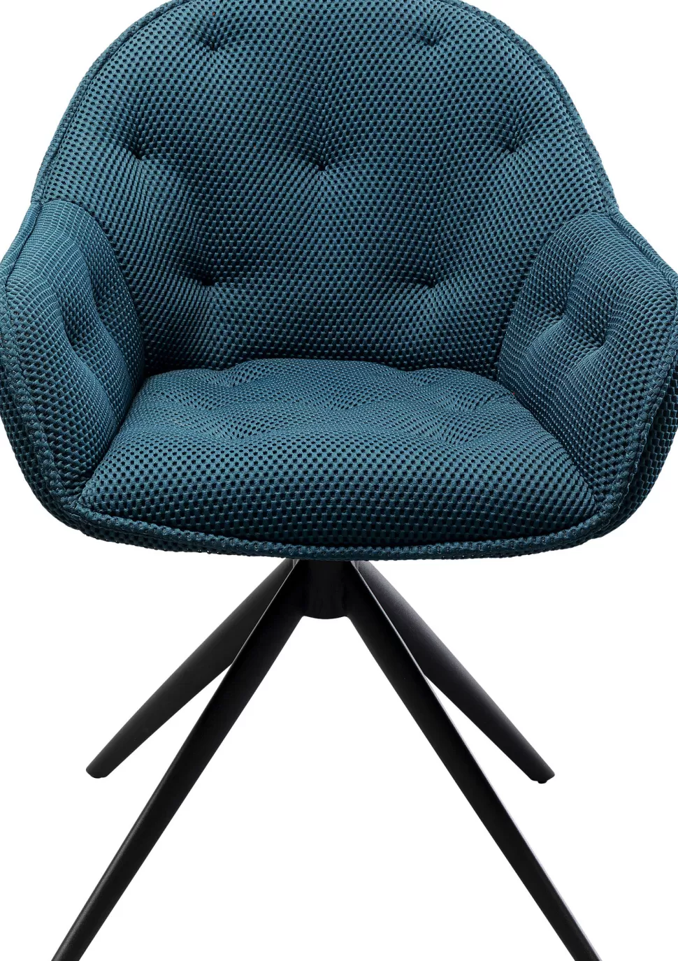 Krzesła-KARE Design Krzesło Z Podłokietnikami Obrotowe Pikowane Niebieskie Nogi Czarne 64x81 Cm