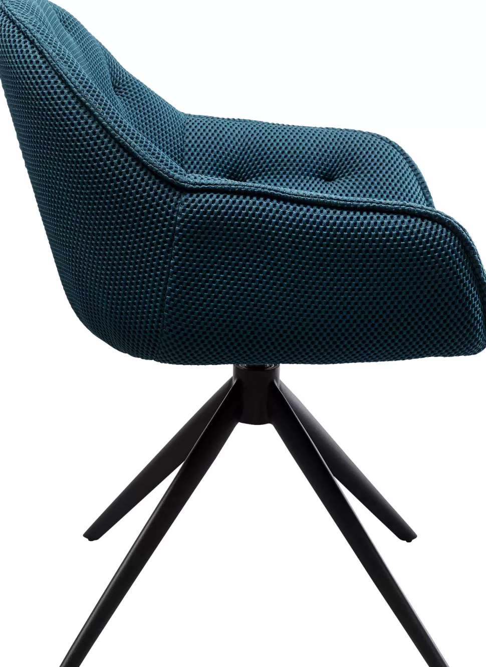 Krzesła-KARE Design Krzesło Z Podłokietnikami Obrotowe Pikowane Niebieskie Nogi Czarne 64x81 Cm
