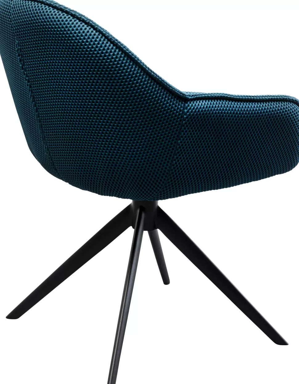 Krzesła-KARE Design Krzesło Z Podłokietnikami Obrotowe Pikowane Niebieskie Nogi Czarne 64x81 Cm