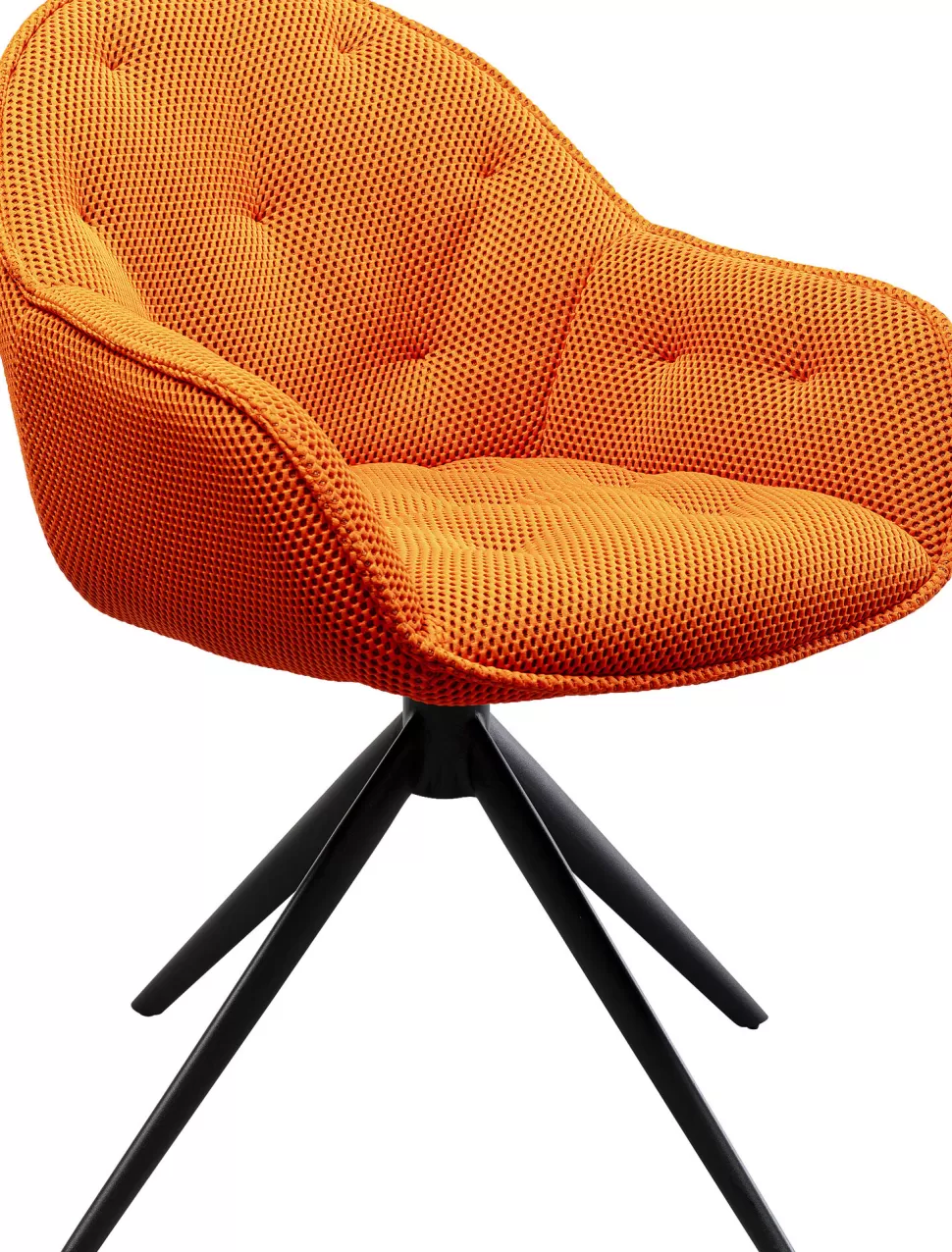 Krzesła-KARE Design Krzesło Z Podłokietnikami Obrotowe Pikowane Pomarańczowe Nogi Czarne 64x81 Cm