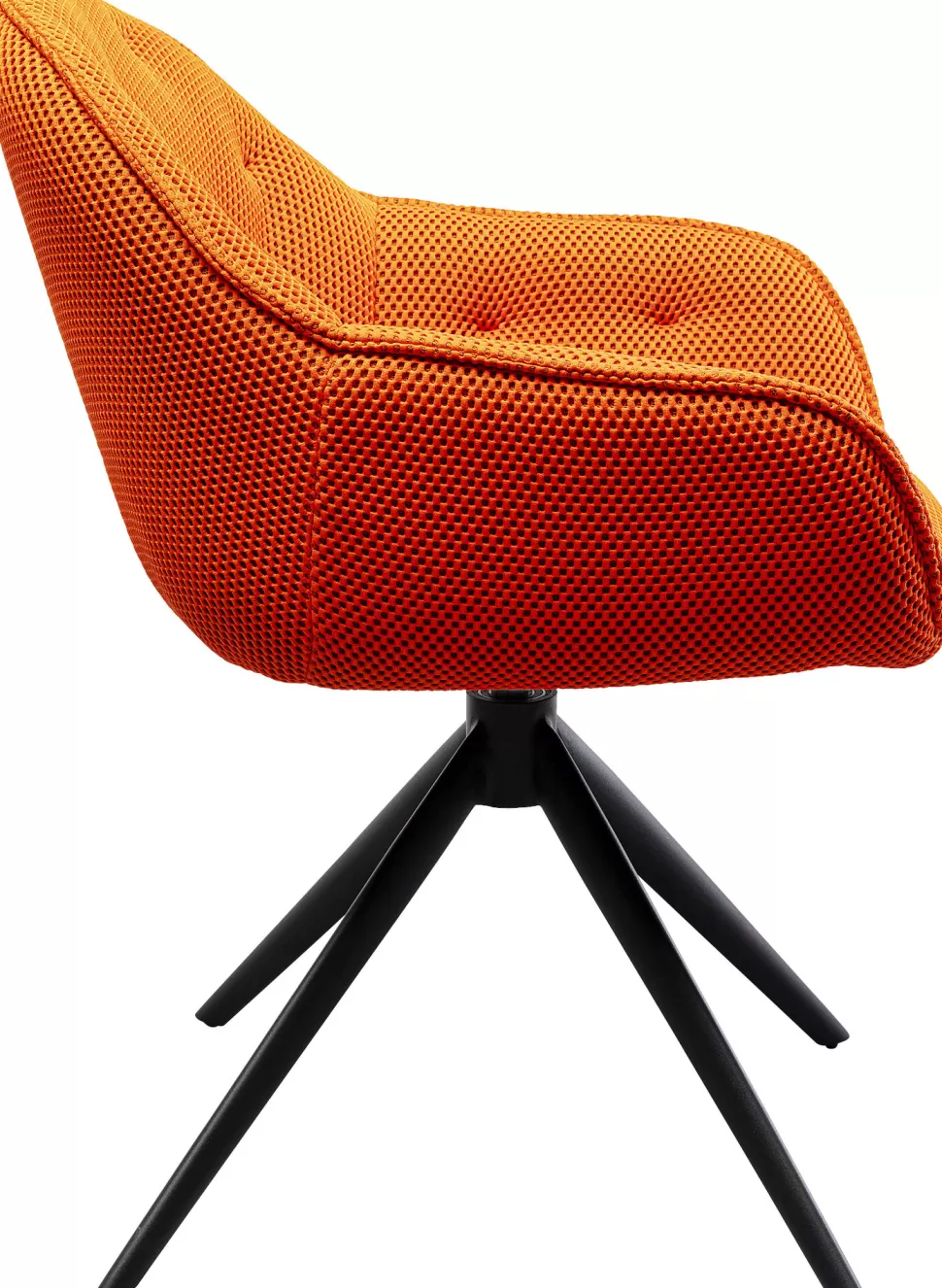 Krzesła-KARE Design Krzesło Z Podłokietnikami Obrotowe Pikowane Pomarańczowe Nogi Czarne 64x81 Cm