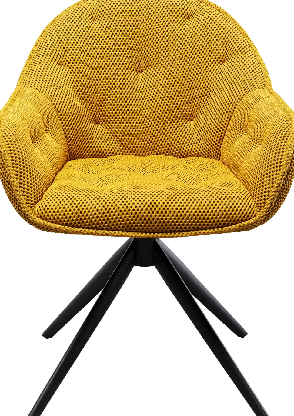 Krzesła-KARE Design Krzesło Z Podłokietnikami Obrotowe Pikowane żółte Nogi Czarne 64x81 Cm