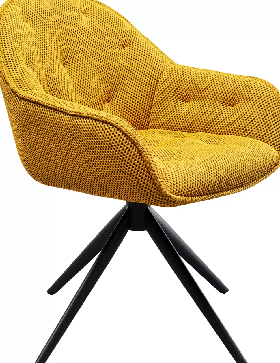 Krzesła-KARE Design Krzesło Z Podłokietnikami Obrotowe Pikowane żółte Nogi Czarne 64x81 Cm
