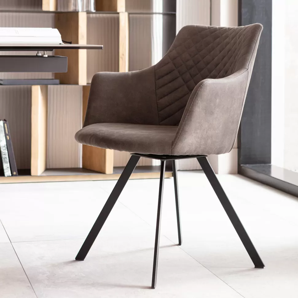 Krzesła-KARE Design Krzesło Z Podłokietnikami Obrotowe Tapicerowane 53x84 Cm Antracytowe