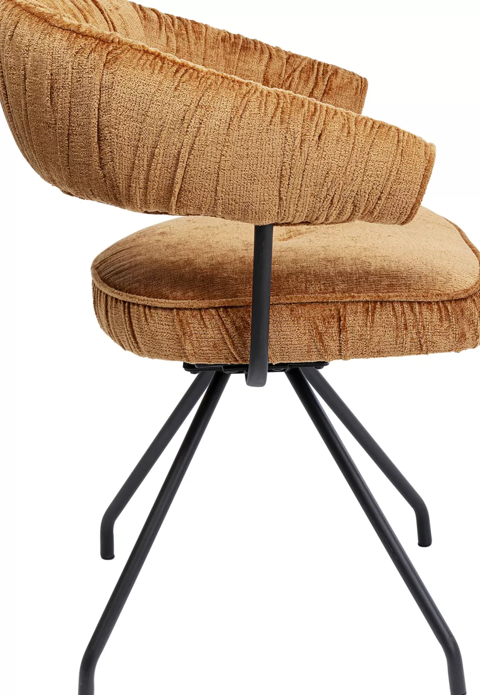 Krzesła-KARE Design Krzesło Z Podłokietnikami Obrotowe W Kolorze Brązowym Nogi Czarne 58x78 Cm