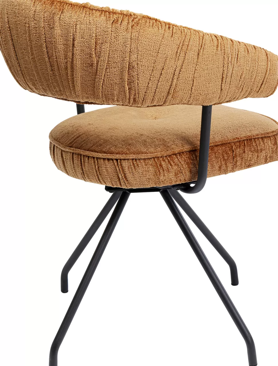 Krzesła-KARE Design Krzesło Z Podłokietnikami Obrotowe W Kolorze Brązowym Nogi Czarne 58x78 Cm