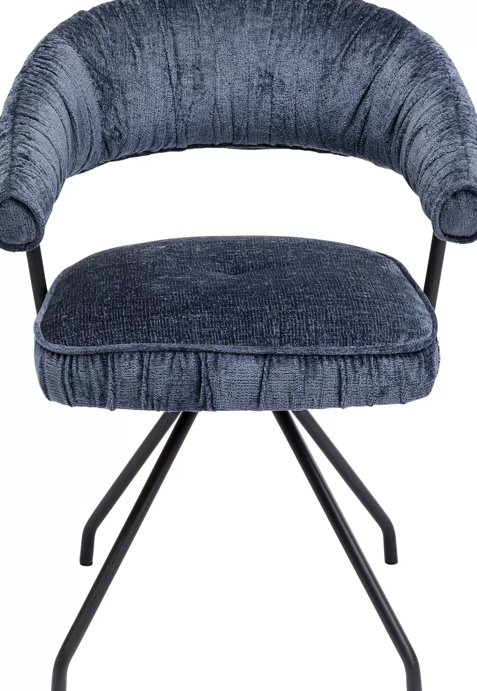 Krzesła-KARE Design Krzesło Z Podłokietnikami Obrotowe W Kolorze Niebieskim Nogi Czarne 58x78 Cm