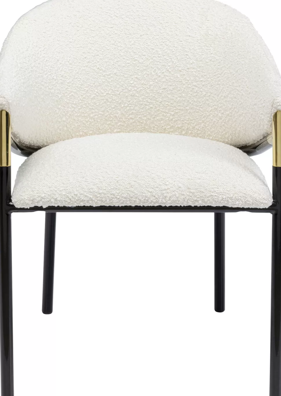 Krzesła-KARE Design Krzesło Z Podłokietnikami Tapicerowane Białe Boucle Nogi Stalowe Czarne 58x79 Cm