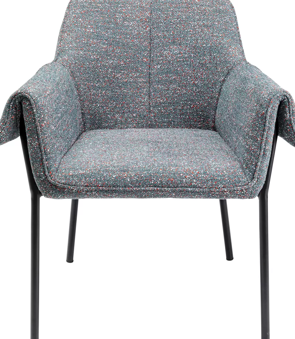 Krzesła-KARE Design Krzesło Z Podłokietnikami Tapicerowane Szare 70x85 Cm Nogi Czarne
