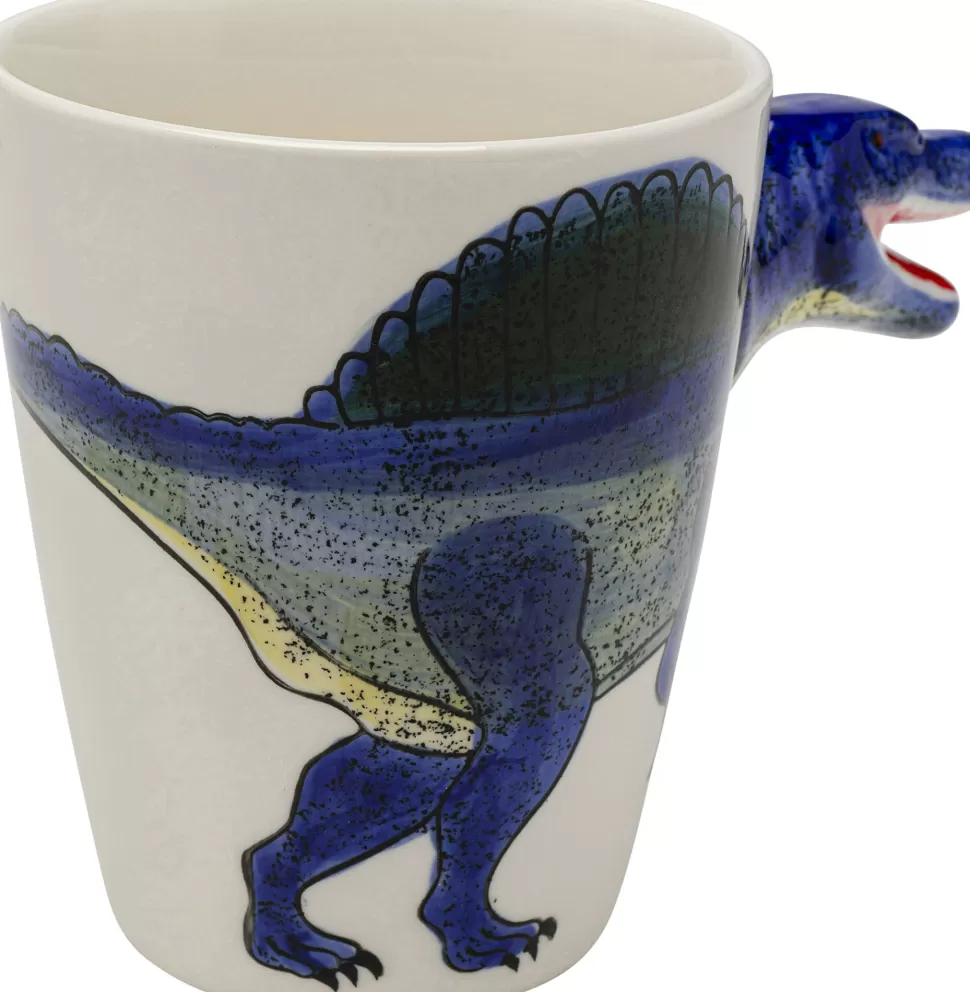 Zastawa Stołowa | Kubki-KARE Design Kubek Z Porcelany Biało-niebieski Dinozaur Spinozaur 390 Ml