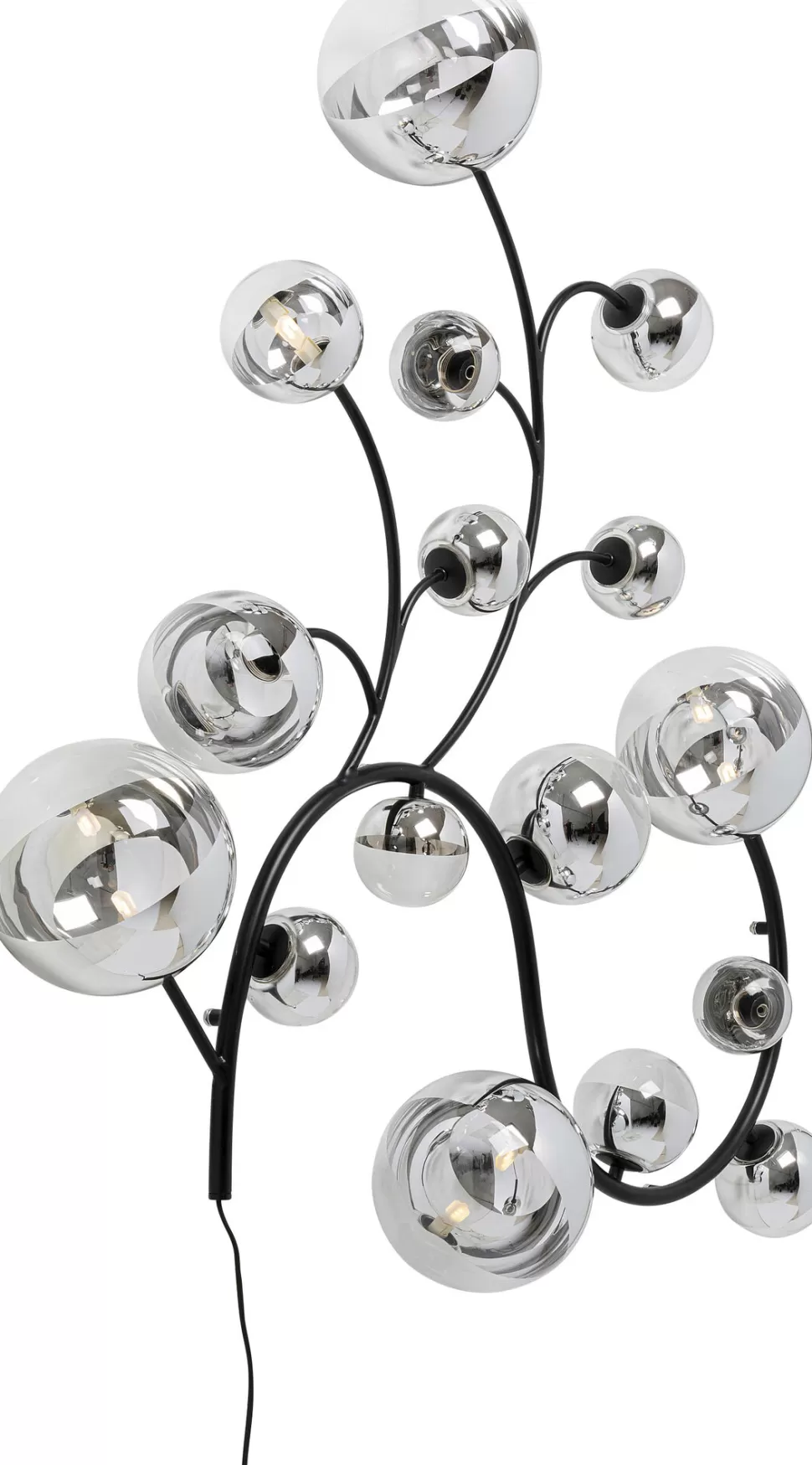Kinkiety-KARE Design Lampa ścienna Czarna Klosze Lustrzane 185x110 Cm
