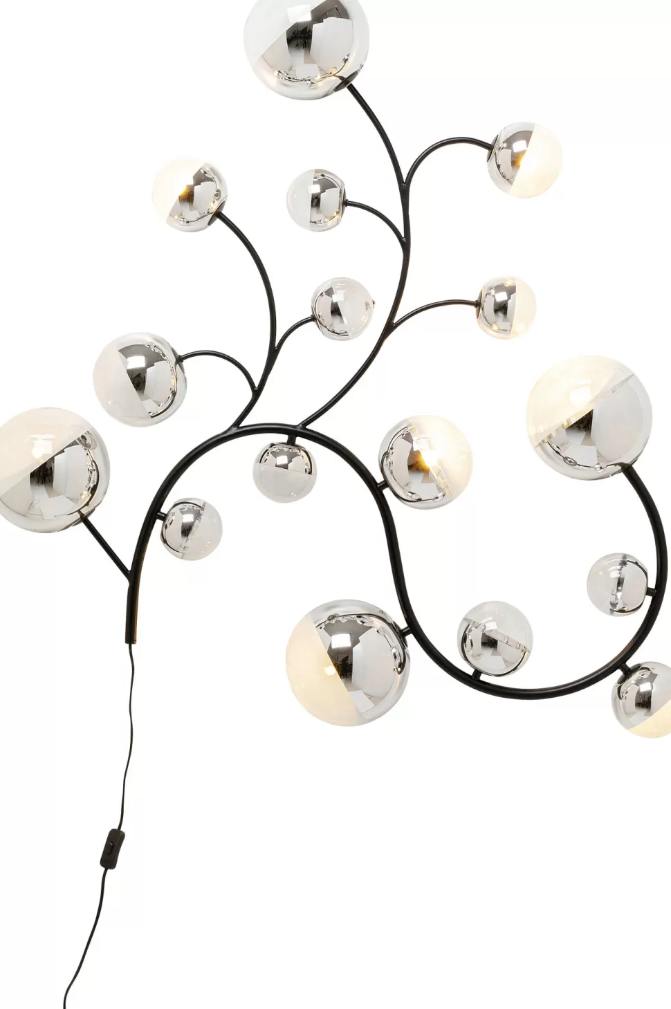 Kinkiety-KARE Design Lampa ścienna Czarna Klosze Lustrzane 185x110 Cm