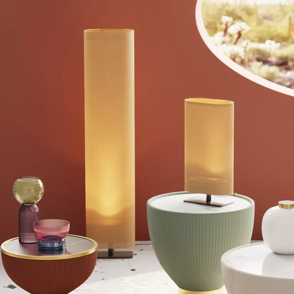 Lampy Podłogowe-KARE Design Lampa Podłogowa Beżowa Podstawa Czarna 26x120 Cm