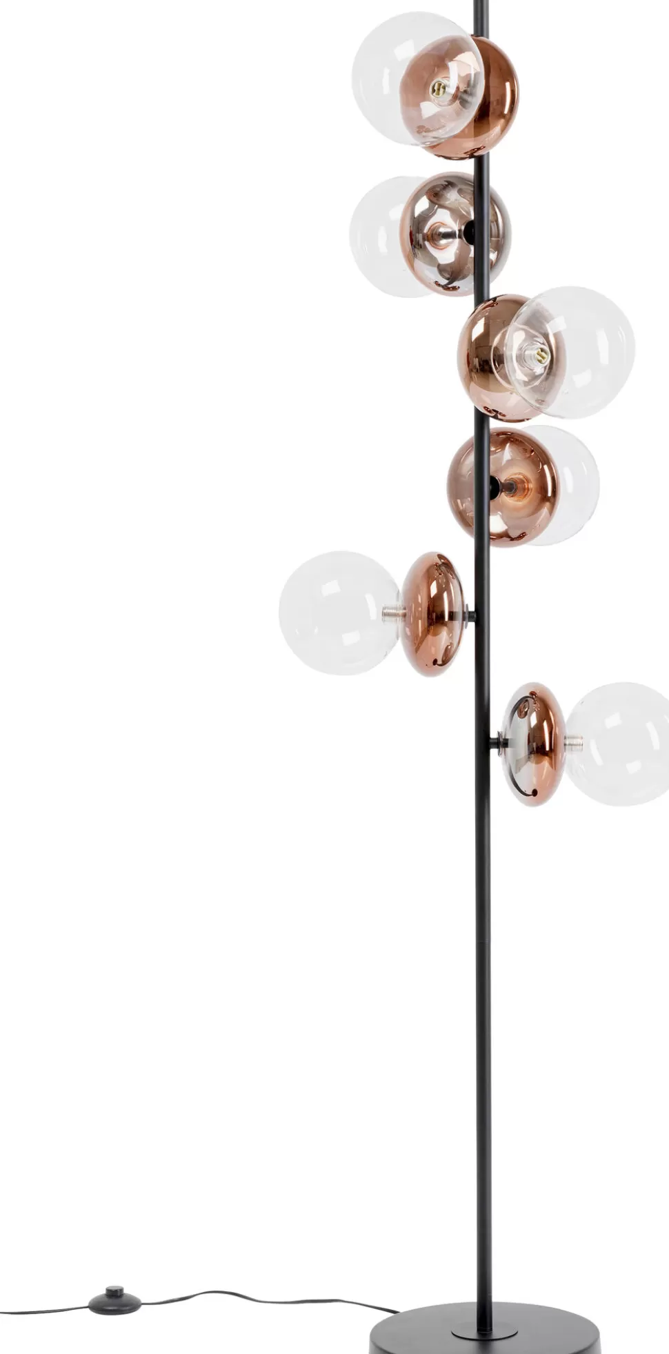 Lampy Podłogowe-KARE Design Lampa Podłogowa Czarna Klosze Szklane Transparentne I Miedziane 165 Cm