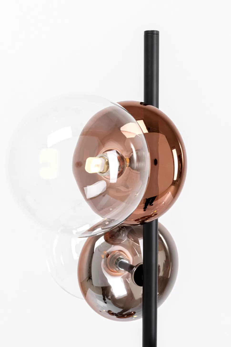 Lampy Podłogowe-KARE Design Lampa Podłogowa Czarna Klosze Szklane Transparentne I Miedziane 165 Cm