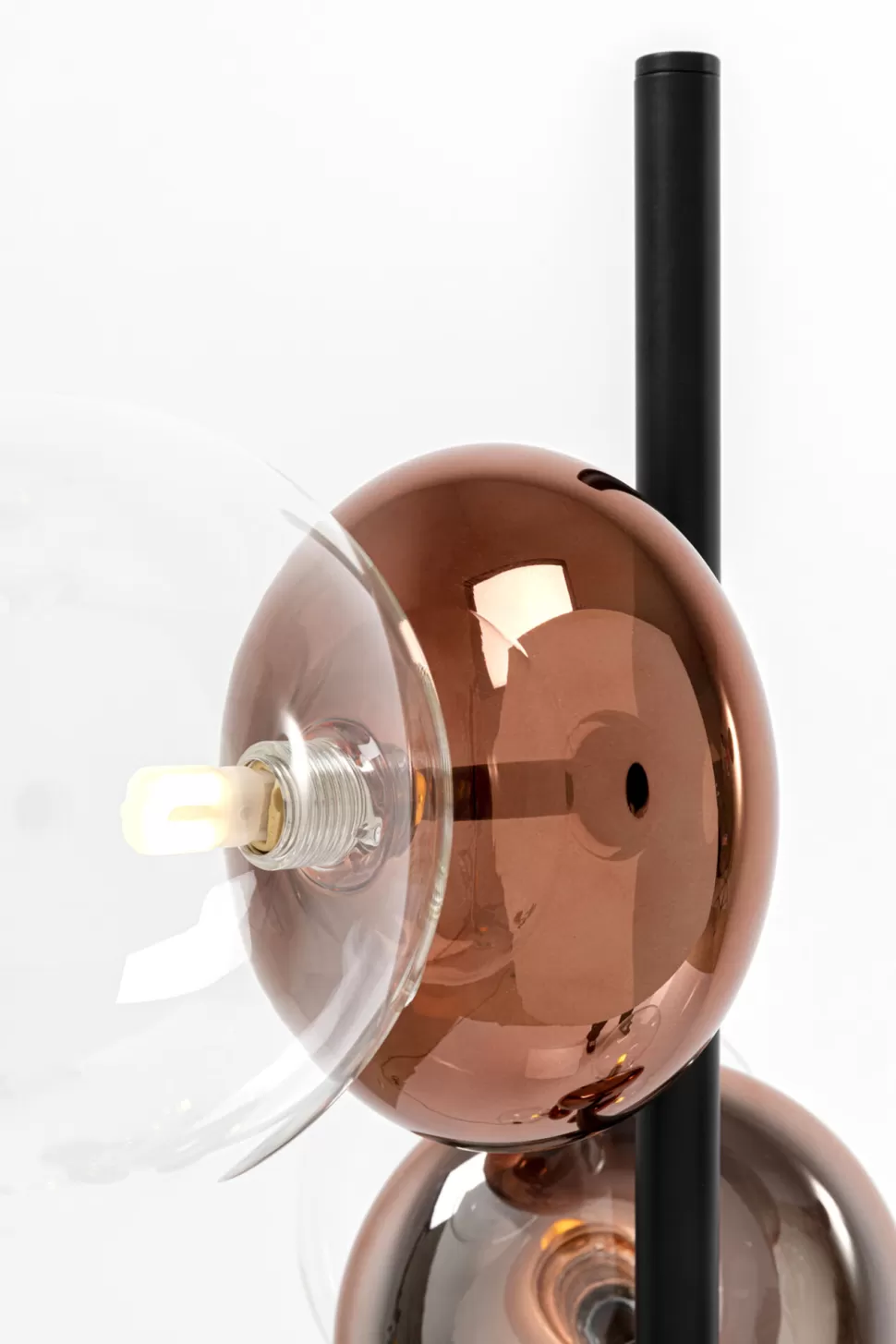 Lampy Podłogowe-KARE Design Lampa Podłogowa Czarna Klosze Szklane Transparentne I Miedziane 165 Cm