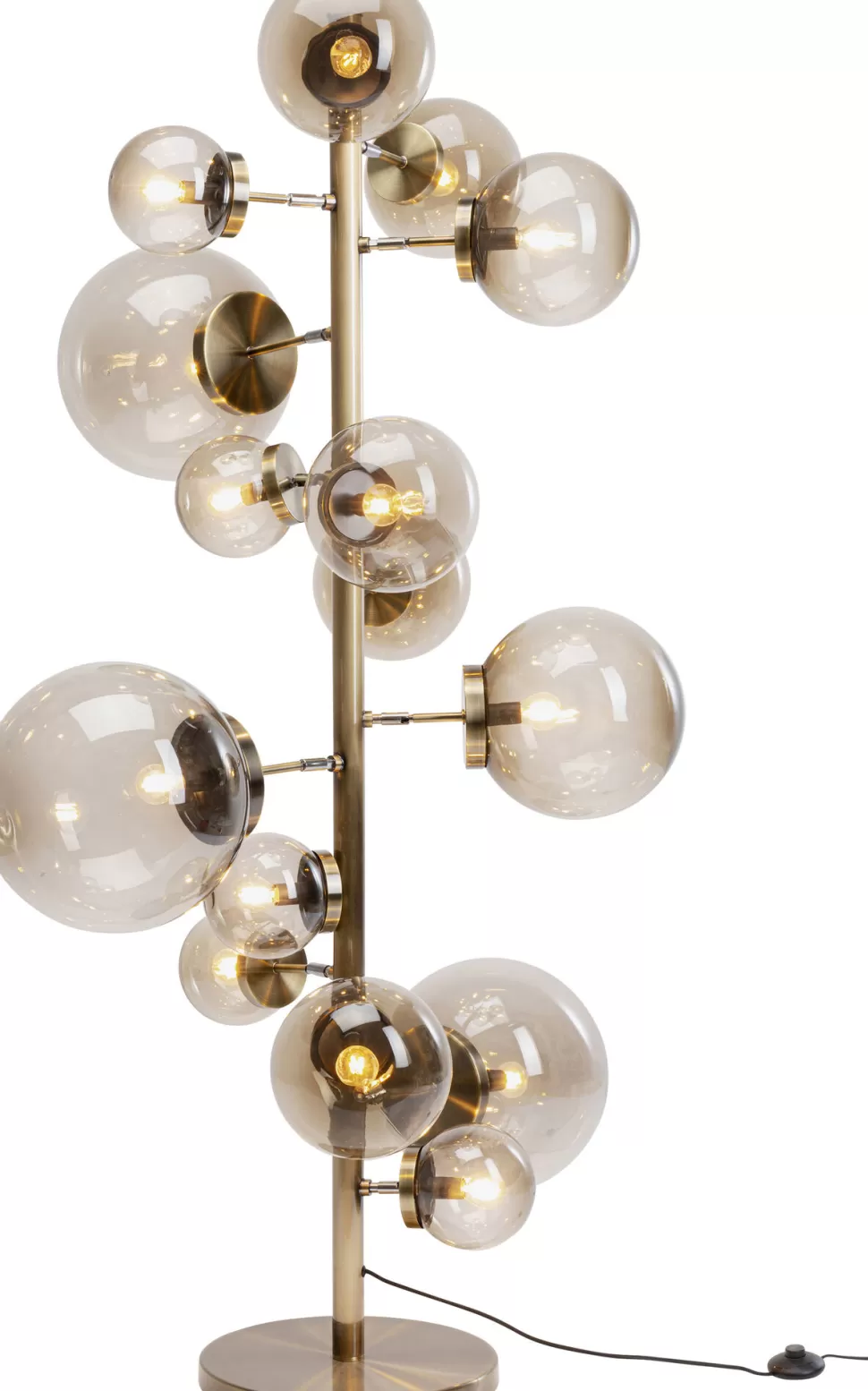 Lampy Podłogowe-KARE Design Lampa Podłogowa Duża Złota Klosze Szklane Kule Przydymione 160 Cm