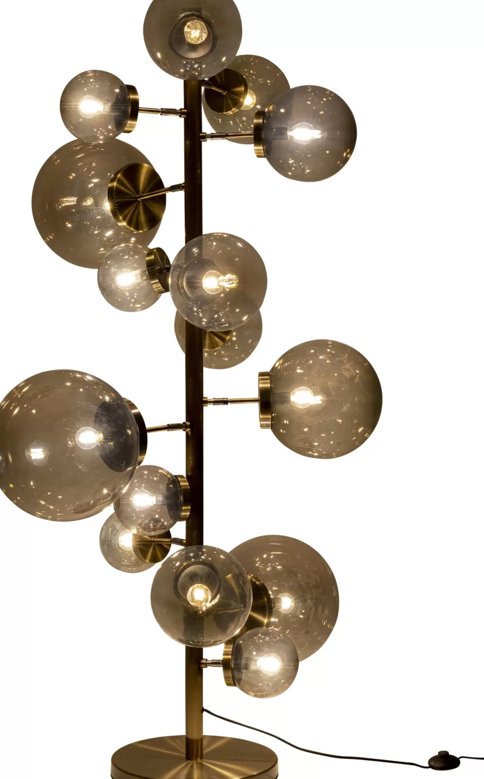 Lampy Podłogowe-KARE Design Lampa Podłogowa Duża Złota Klosze Szklane Kule Przydymione 160 Cm