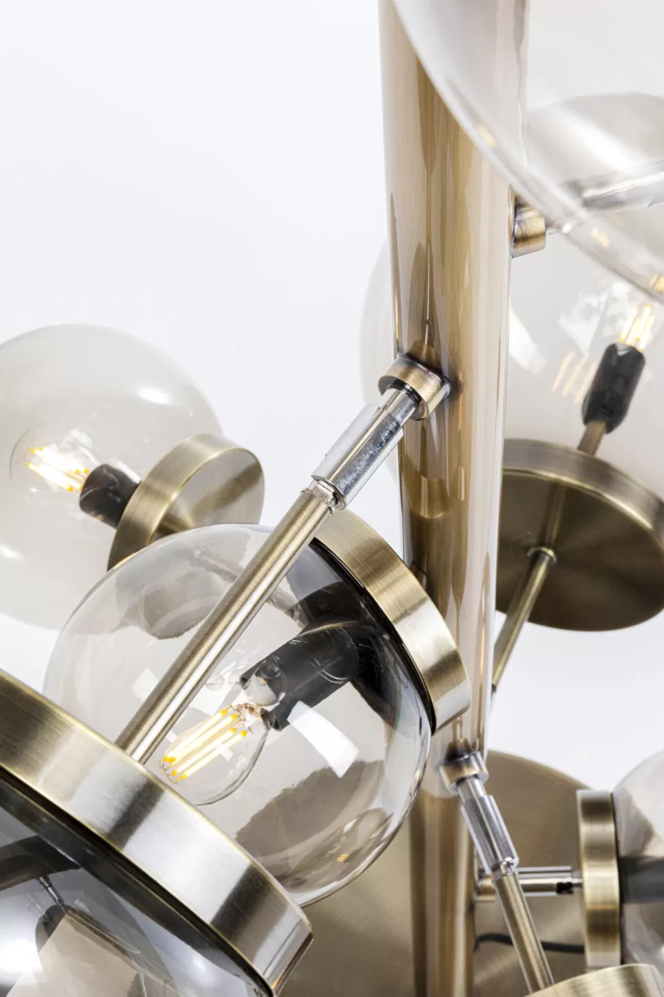 Lampy Podłogowe-KARE Design Lampa Podłogowa Duża Złota Klosze Szklane Kule Przydymione 160 Cm