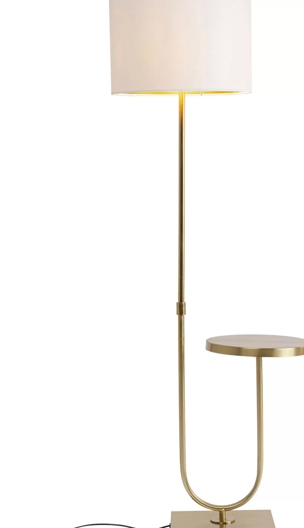 Lampy Podłogowe-KARE Design Lampa Podłogowa Złota Ze Stolikiem Abażur Lniany 155 Cm