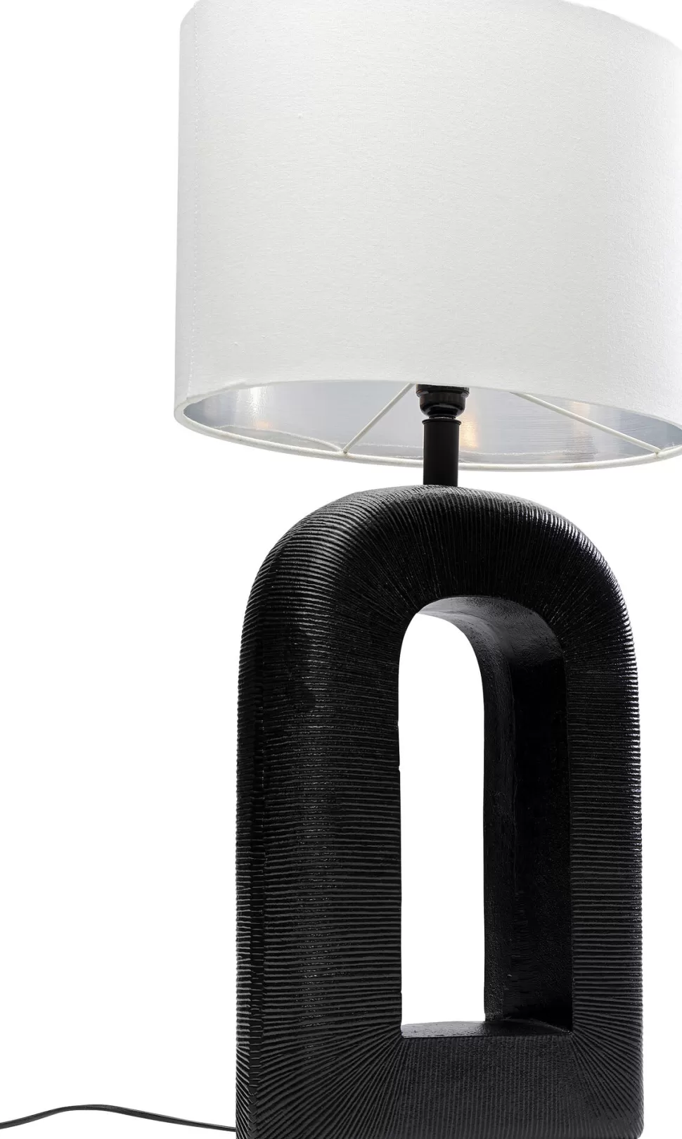 Lampy Stołowe-KARE Design Lampa Stołowa Aluminium Czarne I Abażur Biały Lniany 79 Cm