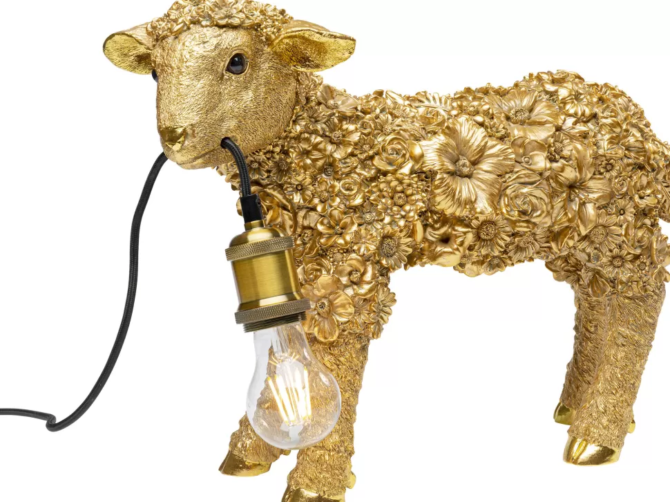 Lampy Stołowe-KARE Design Lampa Stołowa Animal Flower Sheep 47x36 Cm Złota