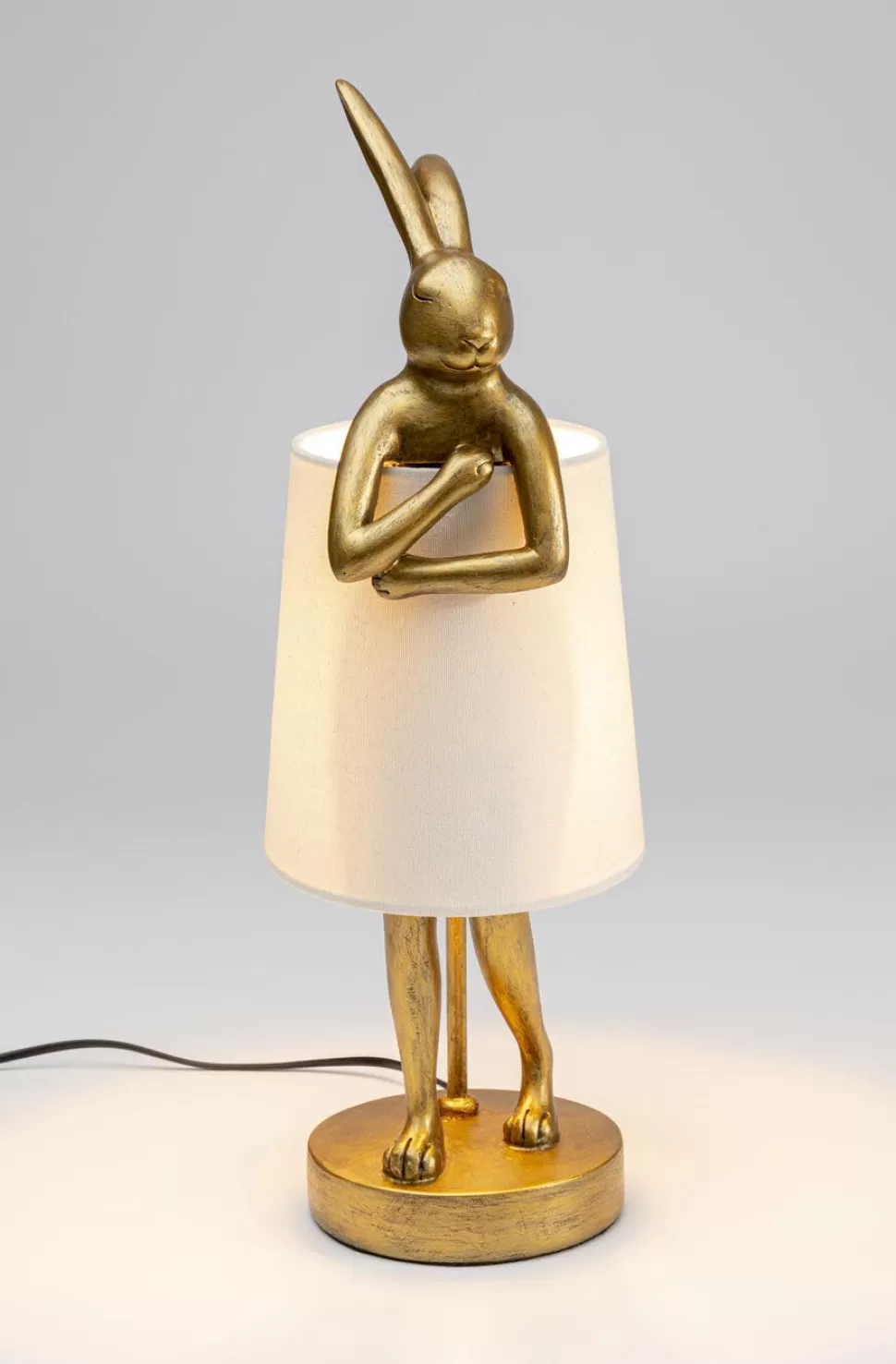 Lampy Stołowe-KARE Design Lampa Stołowa Animal Rabbit 17x50 Cm Złota - Klosz Biały