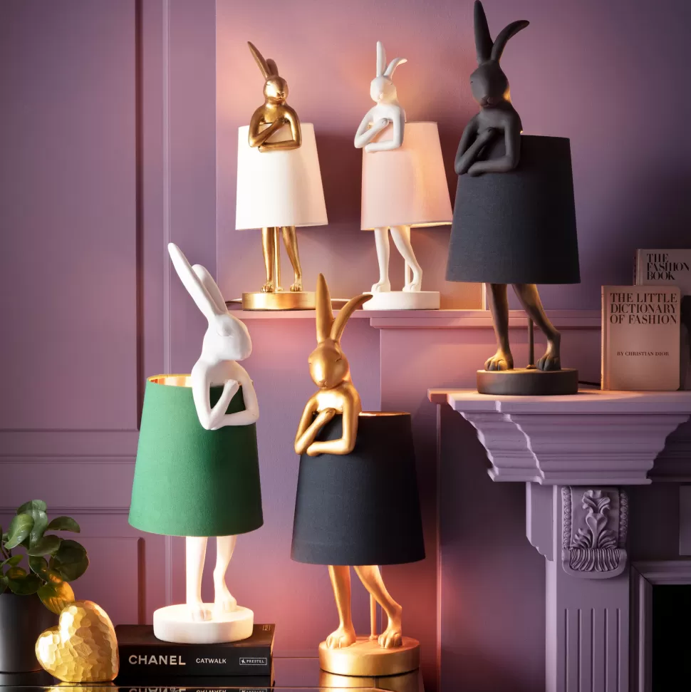 Lampy Stołowe-KARE Design Lampa Stołowa Animal Rabbit 23x68 Cm Złota - Klosz Czarny