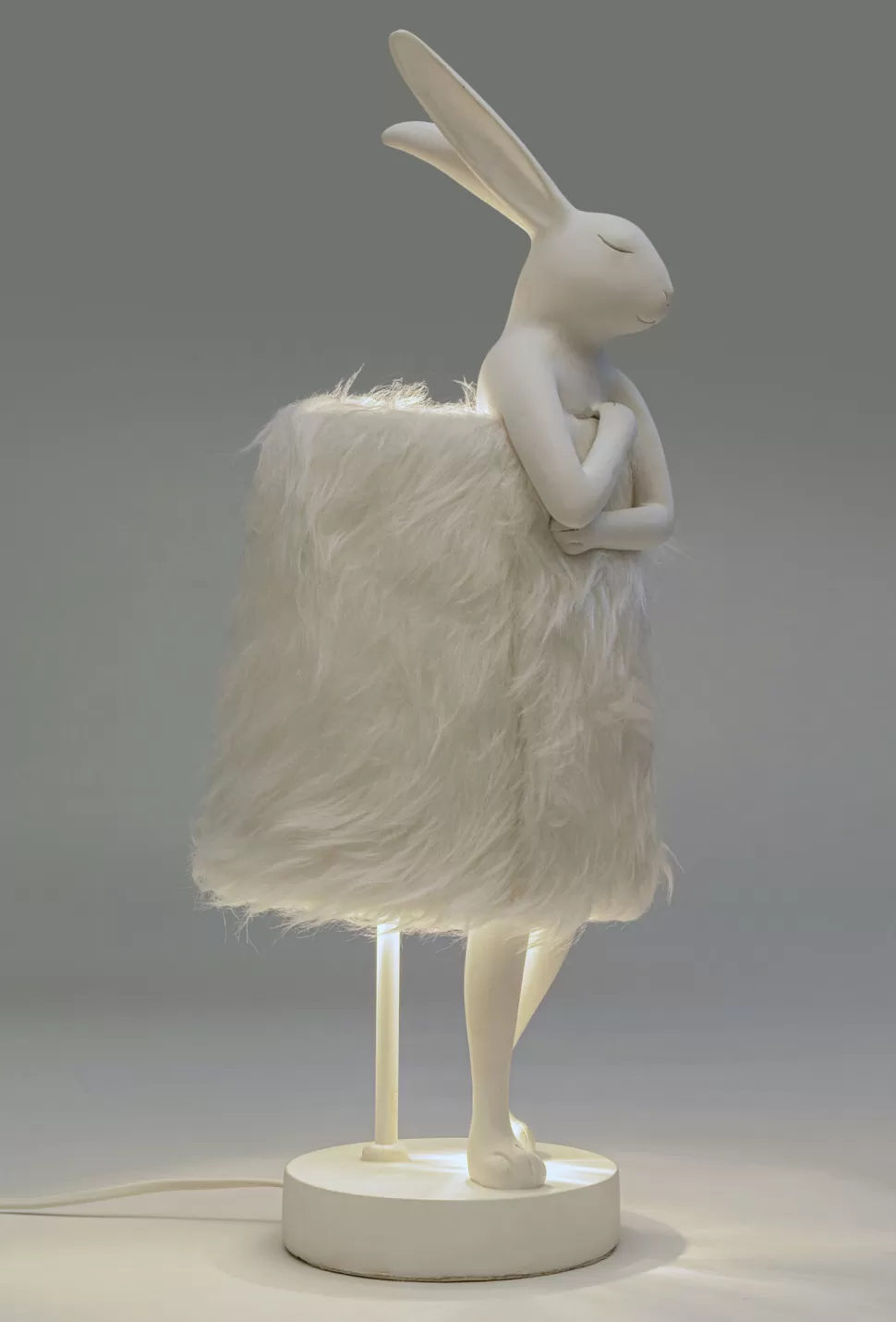 Lampy Stołowe-KARE Design Lampa Stołowa Biała Królik Abażur Futrzasty 50 Cm