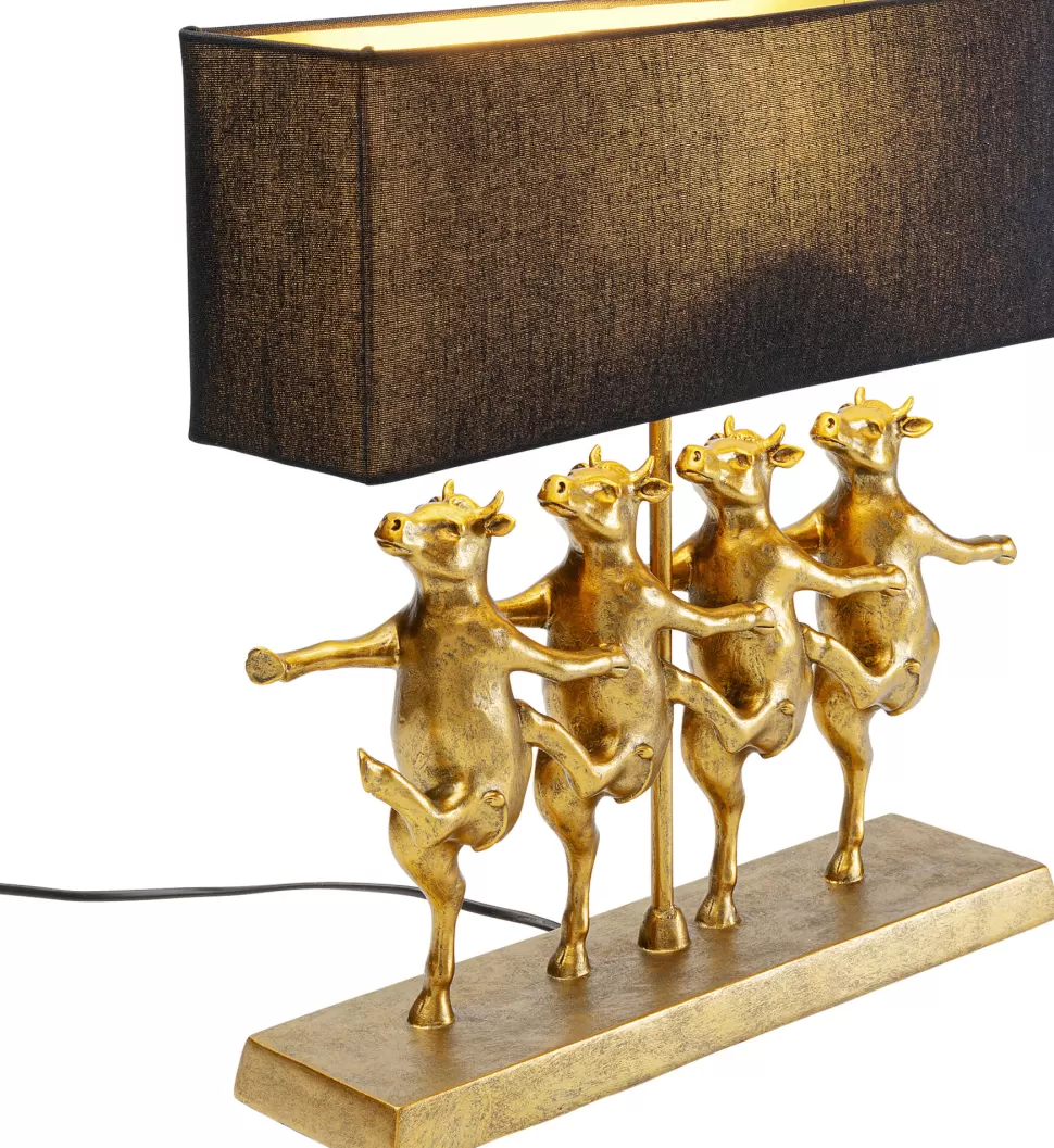 Lampy Stołowe-KARE Design Lampa Stołowa Czarno-złota Tańczące Krowy 41x44 Cm