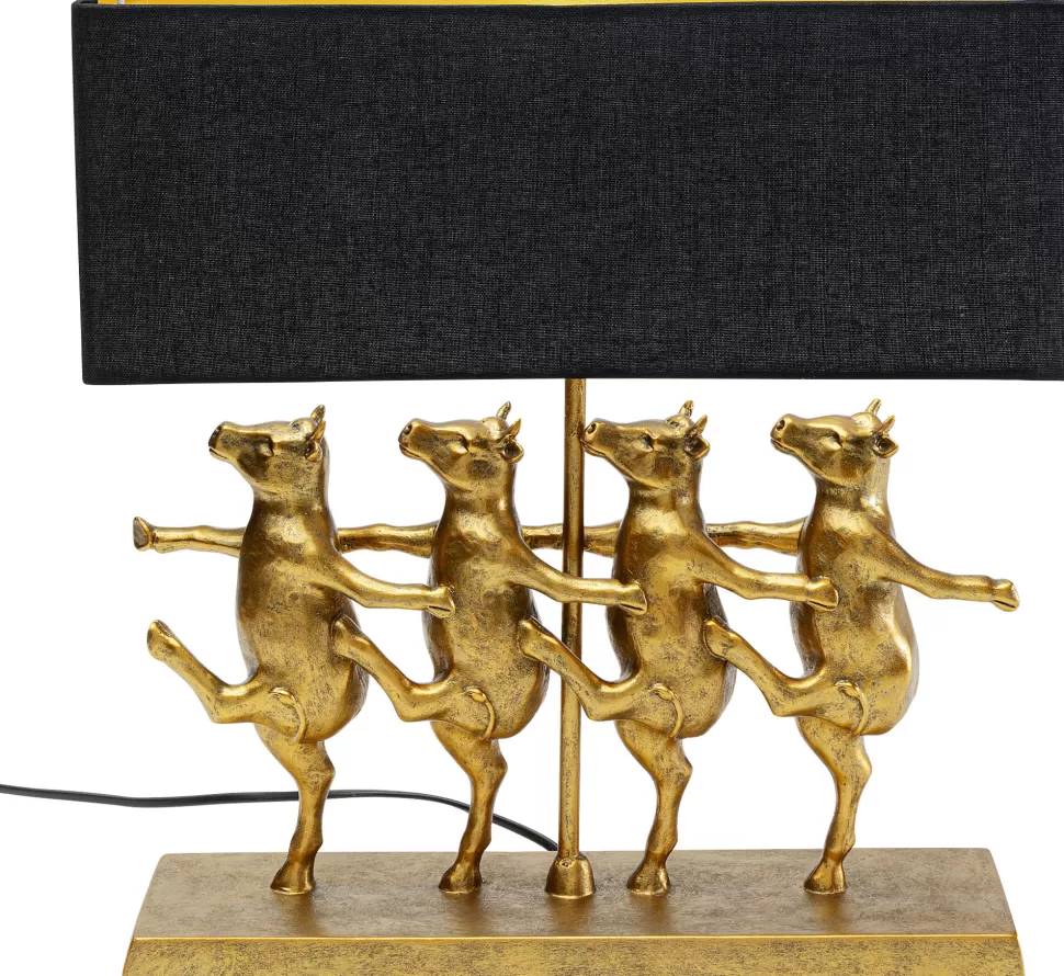 Lampy Stołowe-KARE Design Lampa Stołowa Czarno-złota Tańczące Krowy 41x44 Cm