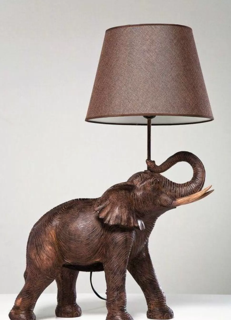 Lampy Stołowe-KARE Design Lampa Stołowa Elephant Safari 52x74 Cm Brązowa