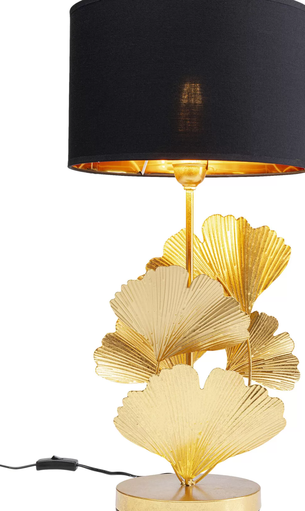 Lampy Stołowe-KARE Design Lampa Stołowa Flores Ø30x62 Cm Złota - Klosz Czarny
