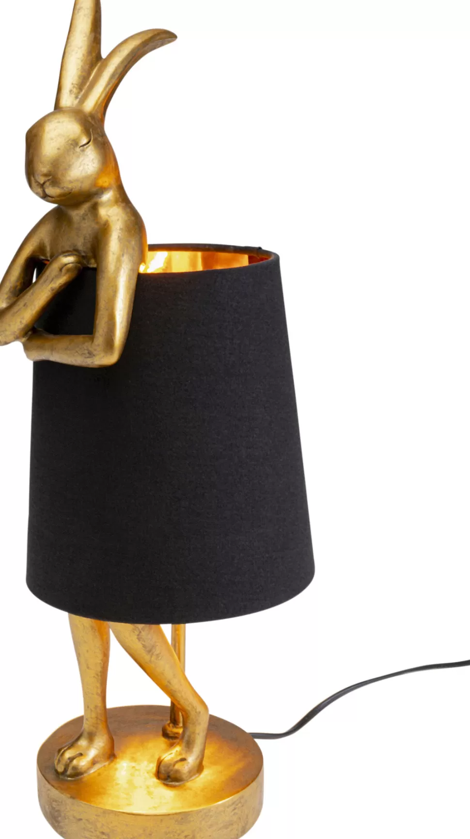 Lampy Stołowe-KARE Design Lampa Stołowa Królik Złoty Abażur Czarny 50 Cm