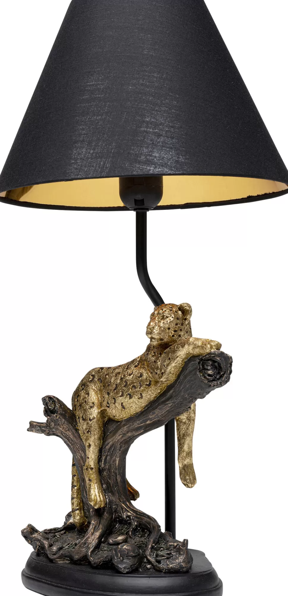 Lampy Stołowe-KARE Design Lampa Stołowa Motyw Zwierzęcy Lampart Klosz Czarny 28x50 Cm