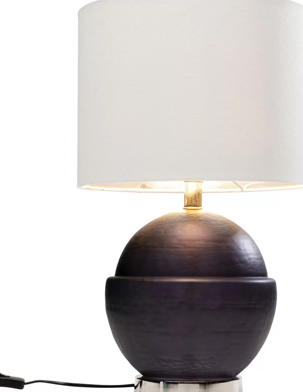 Lampy Stołowe-KARE Design Lampa Stołowa Podstawa Szara Abażur Lniany Biały Ø33x51 Cm