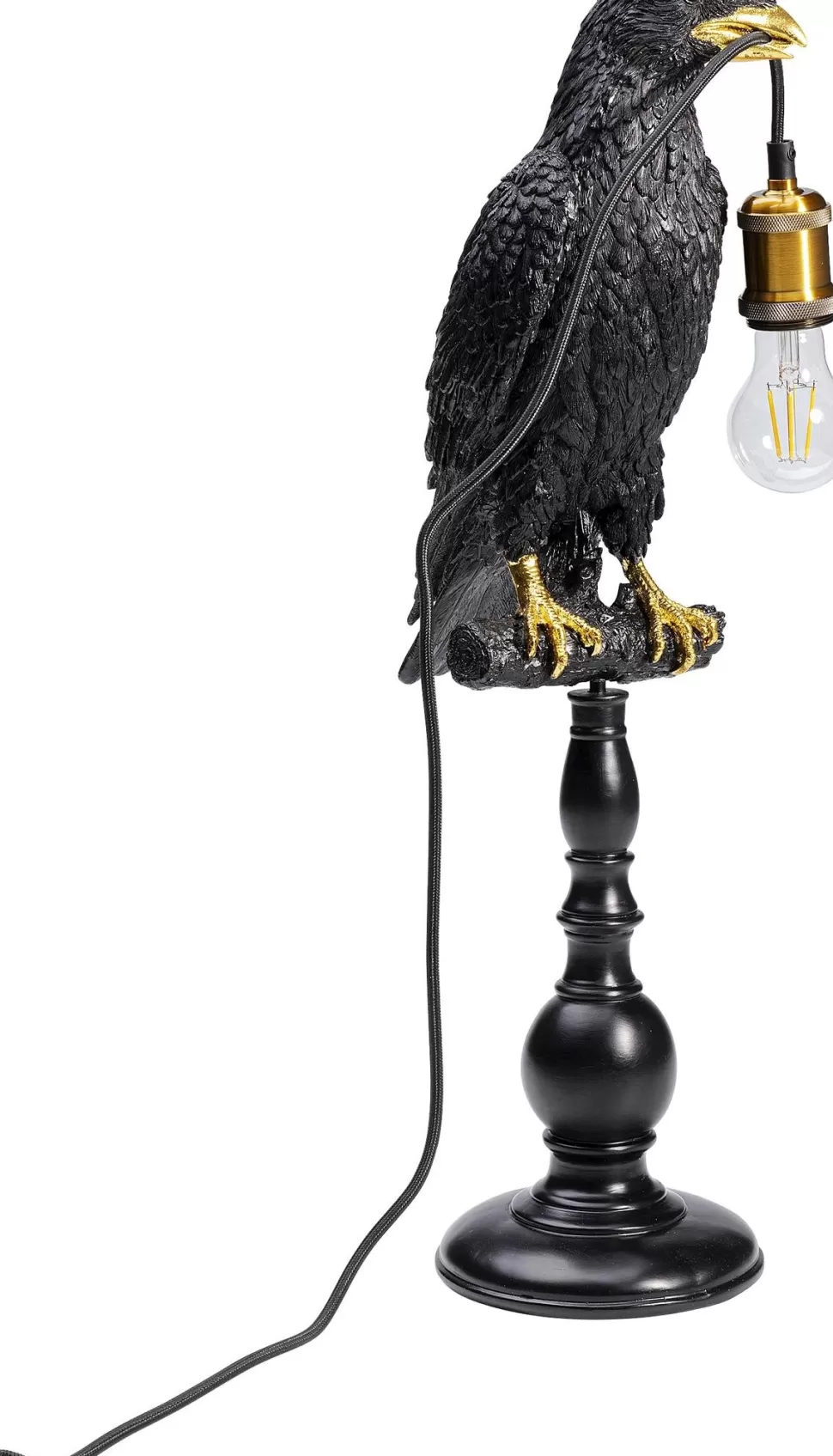 Lampy Stołowe-KARE Design Lampa Stołowa Sitting Crow 29x61 Cm Czarna Matowa
