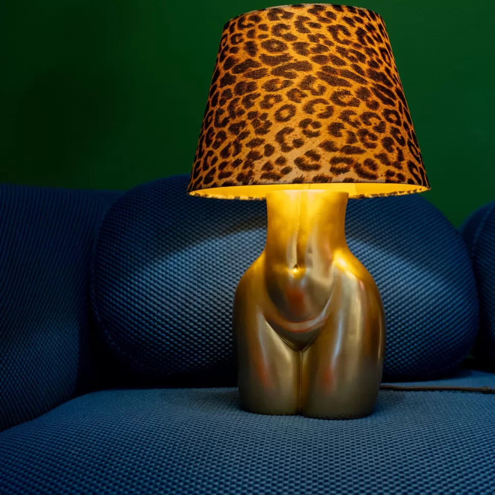 Lampy Stołowe-KARE Design Lampa Stołowa Złota Z Abażurem W Cętki Motyw Ludzkiego Ciała Ø30x48 Cm