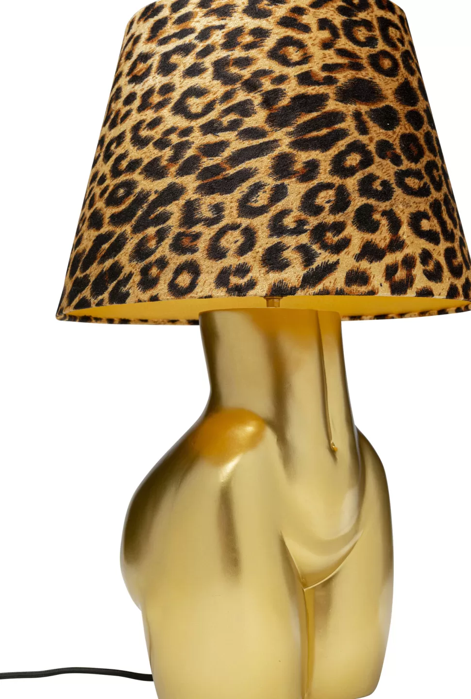 Lampy Stołowe-KARE Design Lampa Stołowa Złota Z Abażurem W Cętki Motyw Ludzkiego Ciała Ø30x48 Cm