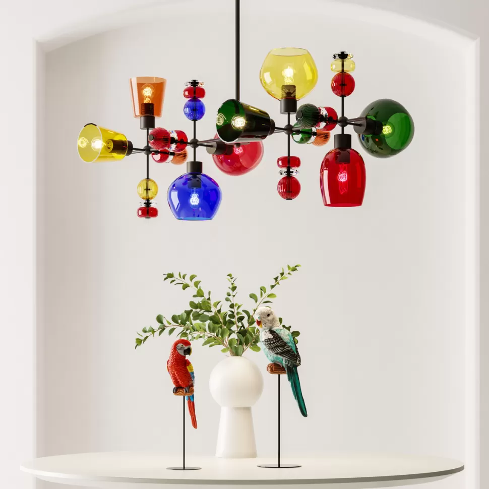 Lampy Wiszące-KARE Design Lampa Wisząca Awangardowa Klosze Szklane Kolorowe 105x56 Cm
