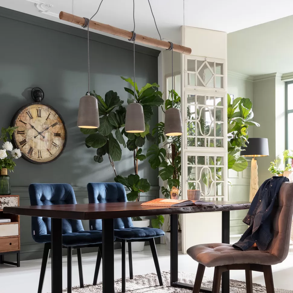 Lampy Wiszące-KARE Design Lampa Wisząca Dining 120x120 Cm Szaro-drewniana