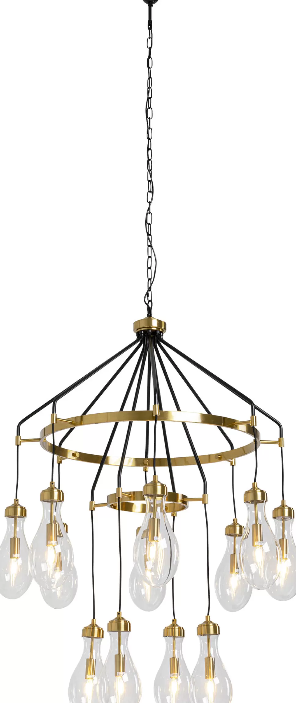 Lampy Wiszące-KARE Design Lampa Wisząca Highlight 12L Ø97 Cm Czarno-złota - Klosze Transparentne