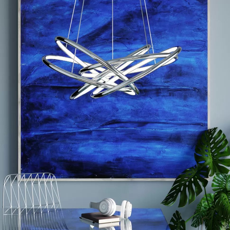 Lampy Wiszące-KARE Design Lampa Wisząca Saturn LED 75x120 Cm Srebrna
