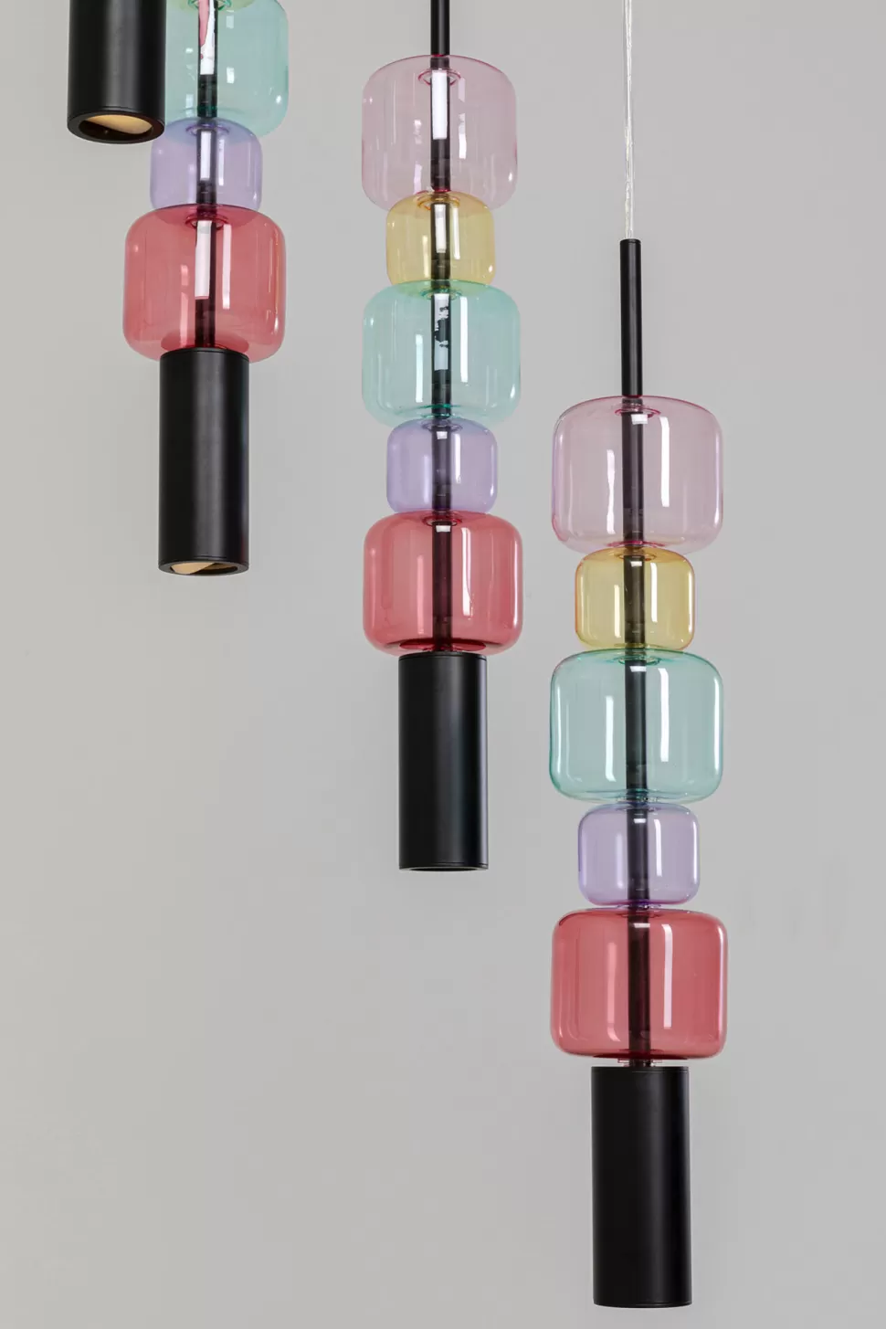 Lampy Wiszące-KARE Design Lampa Wisząca Stal Czarna I Kolorowe Szkło Ø41x160 Cm