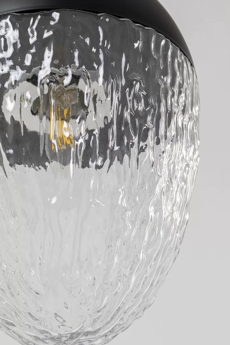 Lampy Wiszące-KARE Design Lampa Wisząca Stal Czarna Klosz Szklany Transparentny Ø20x30 Cm