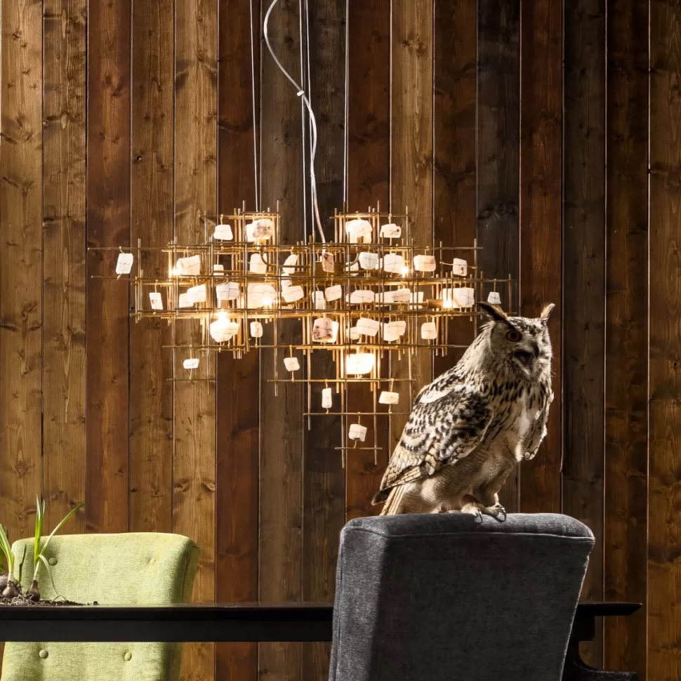Lampy Wiszące-KARE Design Lampa Wisząca Stone Mobile 100x61 Cm Złota